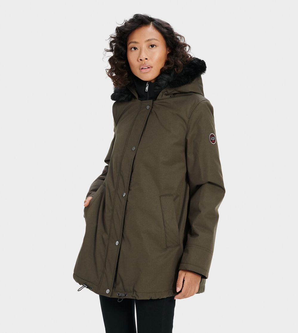 Ugg Parka Womens - Ugg Bernice Olive - 069CHELBY